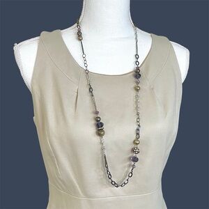 Loft Long Mixed Metal Chain Link Necklace with Beads & Gems Pink